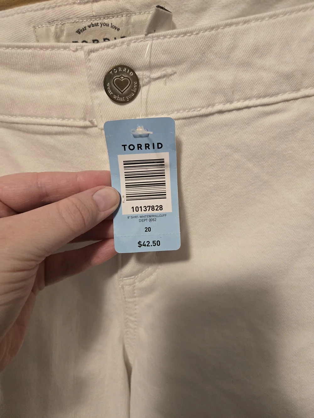 torrid White Stretch Denim Shorts